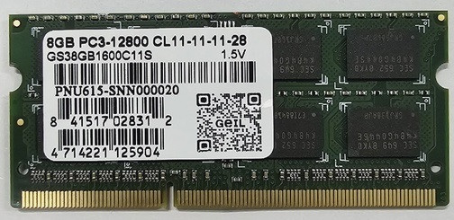 Оперативная память для ноутбука 8Gb DDR3 1600Mhz GEIL PC3 12800 GS38GB1600C11S 1,5V oem