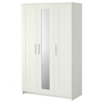 Шкаф БРИМНЭС платяной 3-дверный белый, 117x190 см - фото 1 - id-p109734265