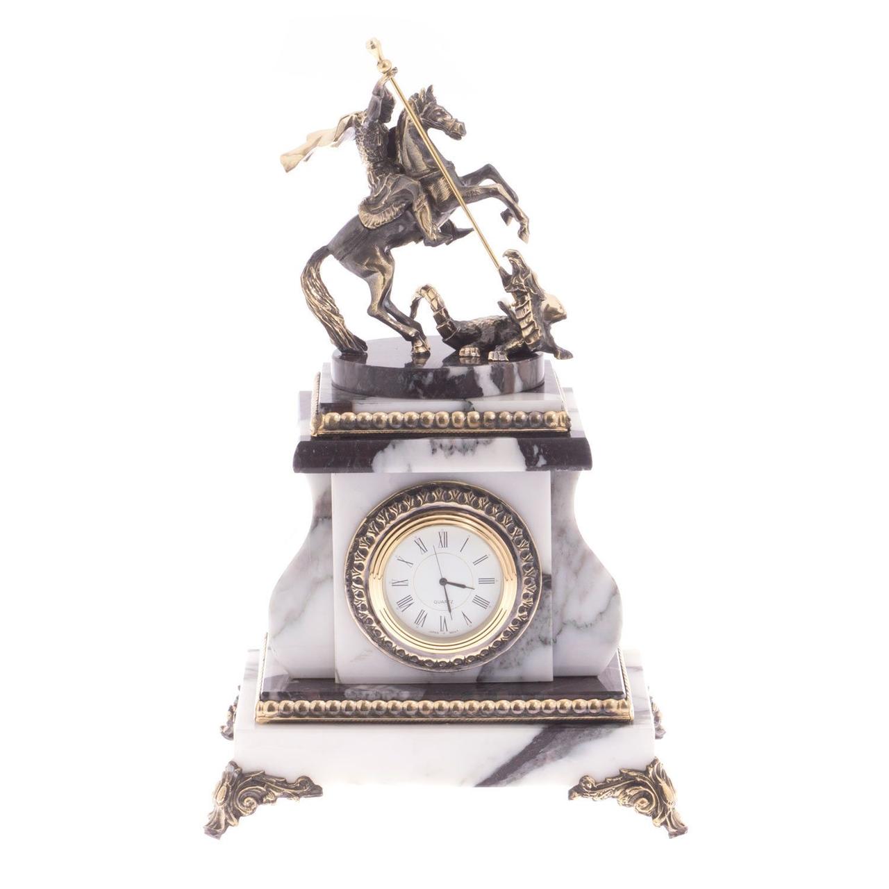 Декоративные часы из бронзы и натурального мрамора "Святой Георгий" 121929 - фото 1 - id-p92065592
