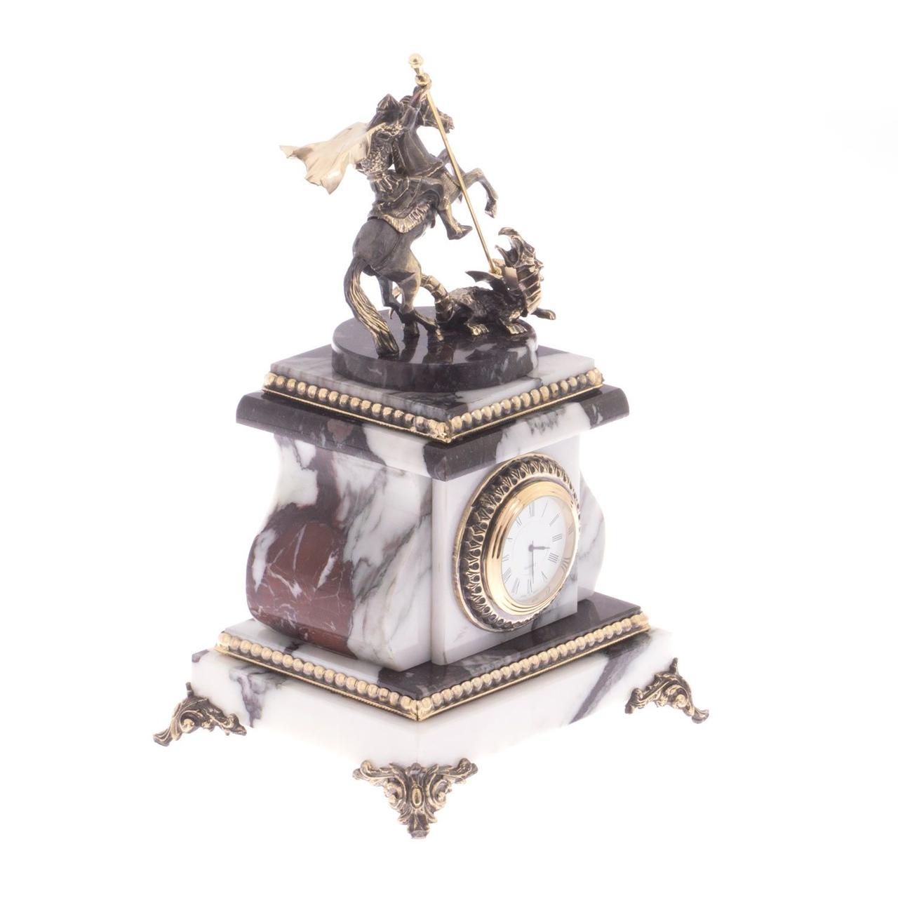 Декоративные часы из бронзы и натурального мрамора "Святой Георгий" 121929 - фото 2 - id-p92065592