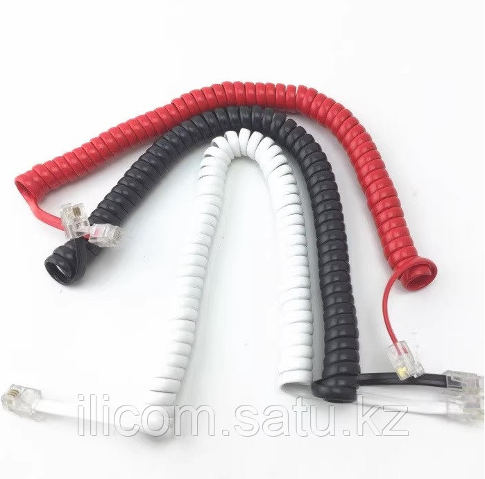 Телефонный кабель для трубки, 4P-4C, спирального вида, 2 метра, белый - фото 1 - id-p109734929