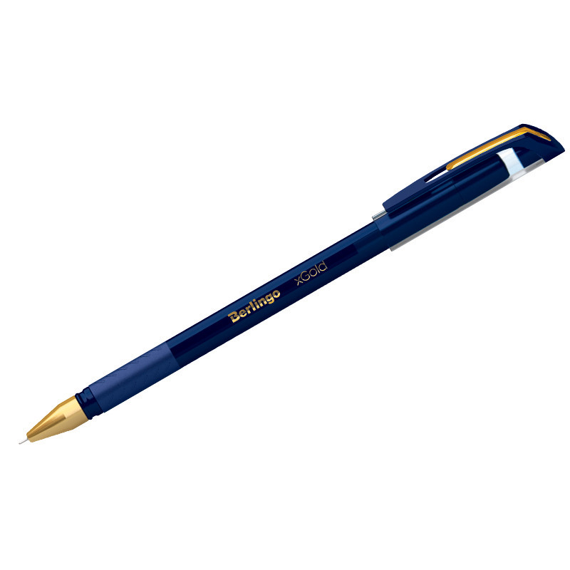 Ручка шариковая Berlingo "xGold" синяя, 0,7мм, игольчатый стержень, грип - фото 1 - id-p109736606