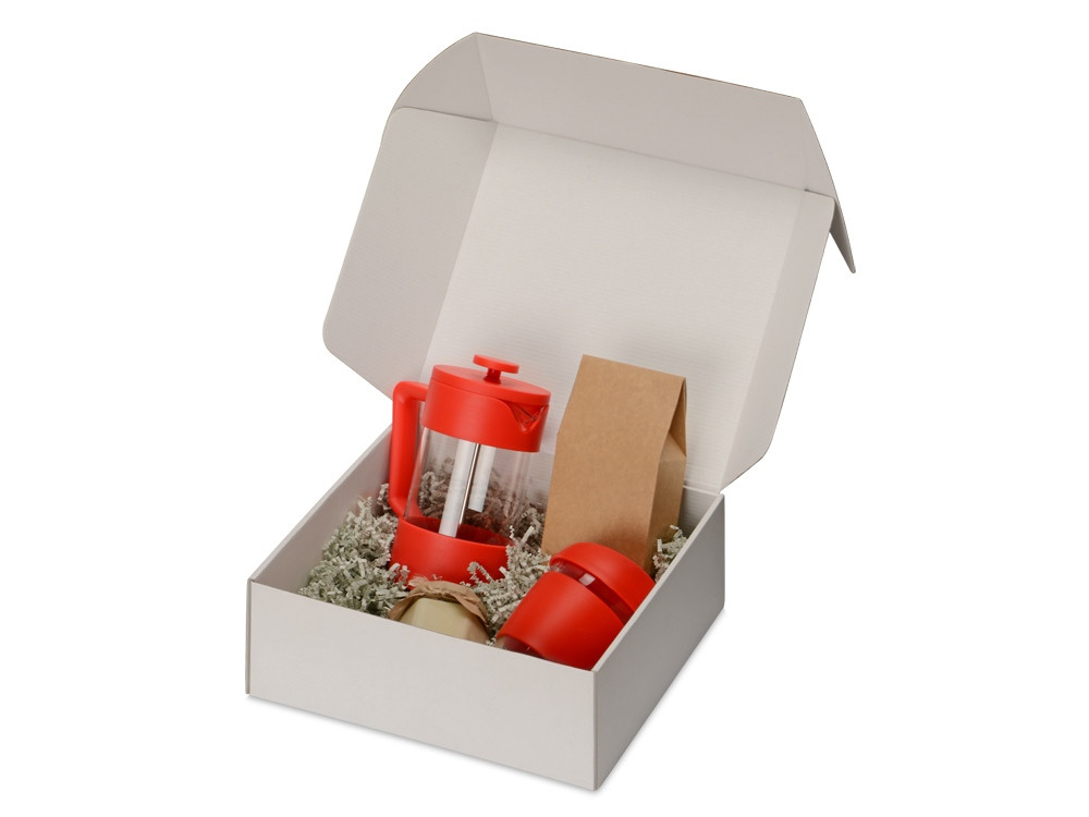 Подарочный набор с кофе, кружкой и френч-прессом Бодрое утро, красный - фото 2 - id-p109758876