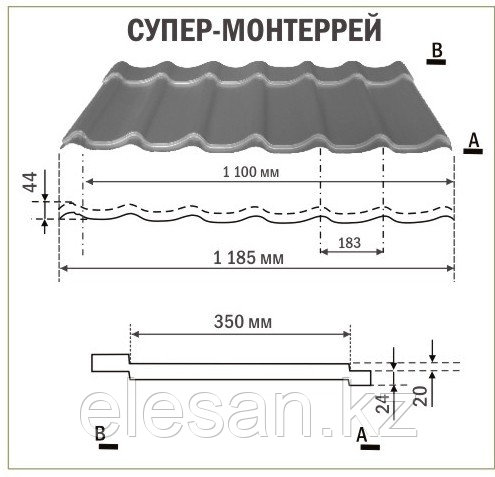 Технические параметры металлочерепицы Супермонтеррей Технические параметры металлочерепицы Супермонтеррей