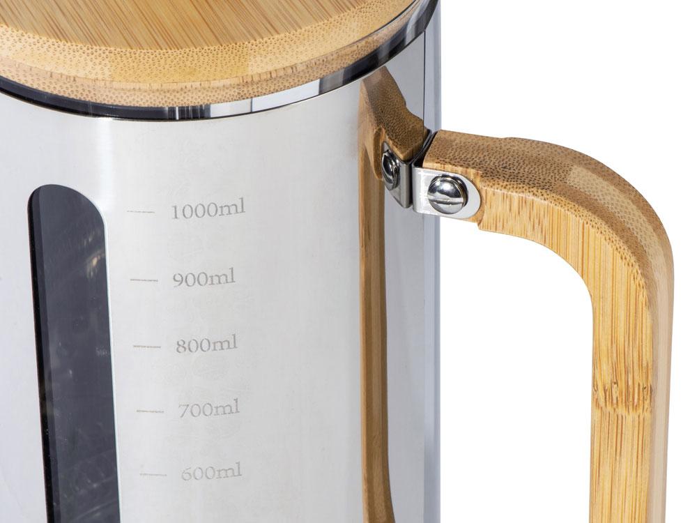 Френч-пресс в стальном корпусе и ручкой из бамбука Coffee break, 1000 мл - фото 5 - id-p109759070