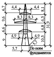 Анкерно-угловая опора У220н-2.2, чертеж 7.220.03-КМ6.01