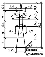Анкерно-угловая опора У220н-2.2+9, чертеж 7.220.03-КМ6.01