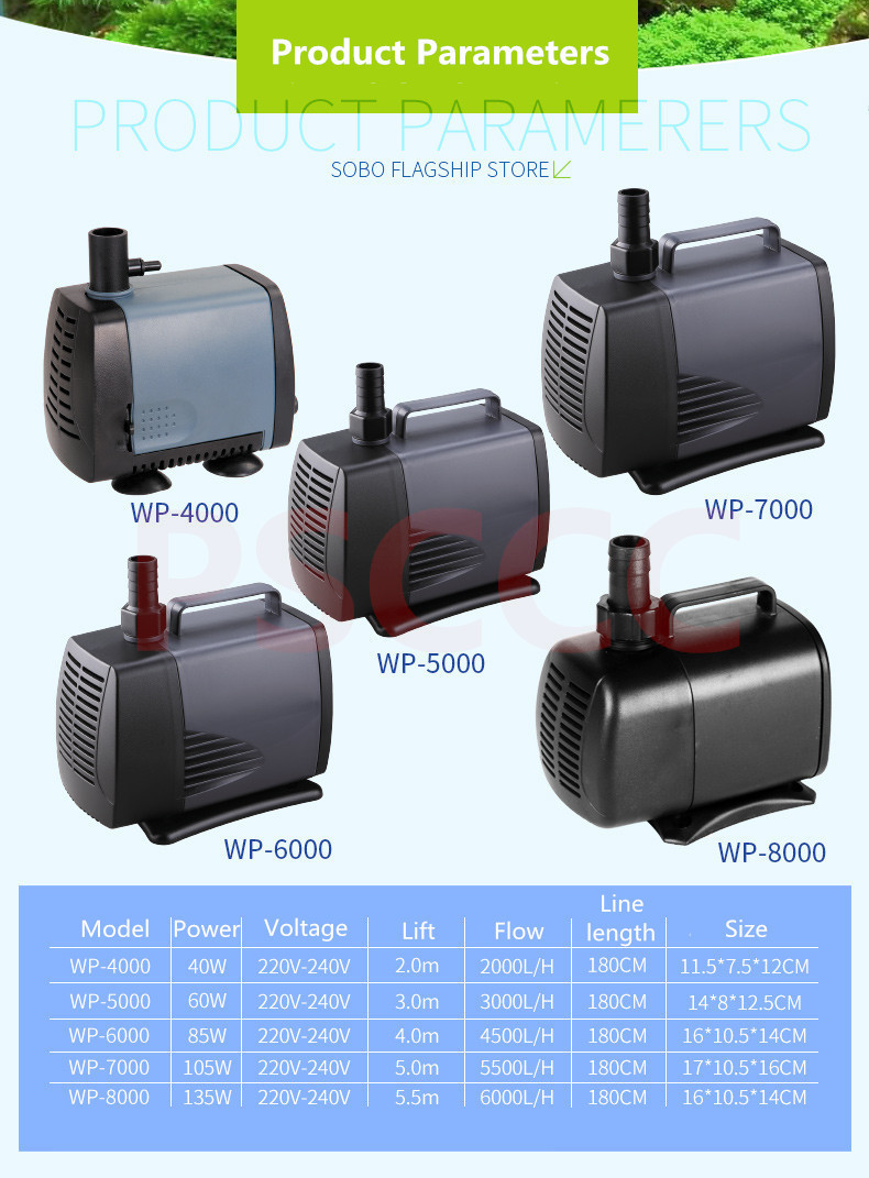 Насос для фонтана WP 8000-135W SOBO (/30-155), фото 1