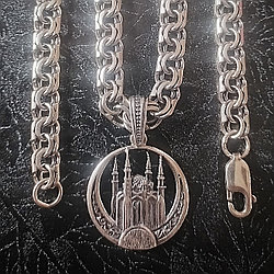 Серебряная цепочка мужская и кулон Мечеть