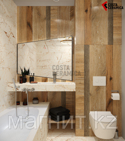 Матовый с эффектом браширования дерева керамогранит Larch Wood Beige 800 x1600 - фото 2 - id-p109783674