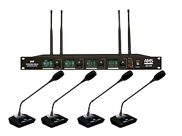 4-канальная беспроводная конференц-система UHF AMS MU 404 + MS 104 / G1