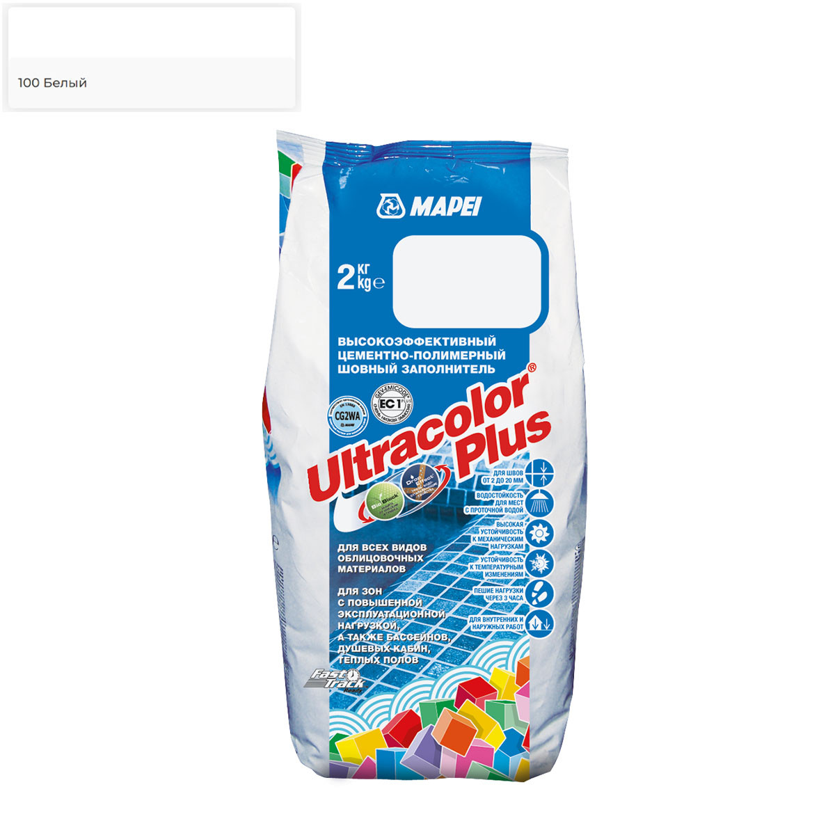 Затирка для швов MAPEI Ultracolor Plus №100/2кг (Затирка Мапей Ультраколор Плюс 2кг) - фото 1 - id-p109808592