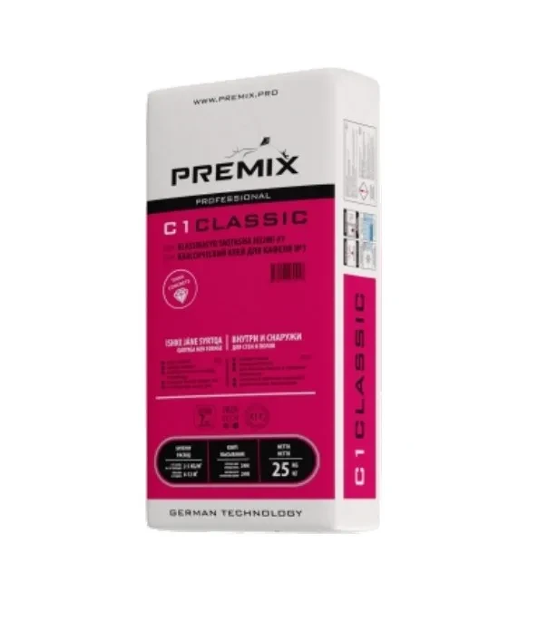 Клей для кафельной плитки Premix C1 Classic, 25 кг (Премикс Классик 25кг) - фото 1 - id-p109808632