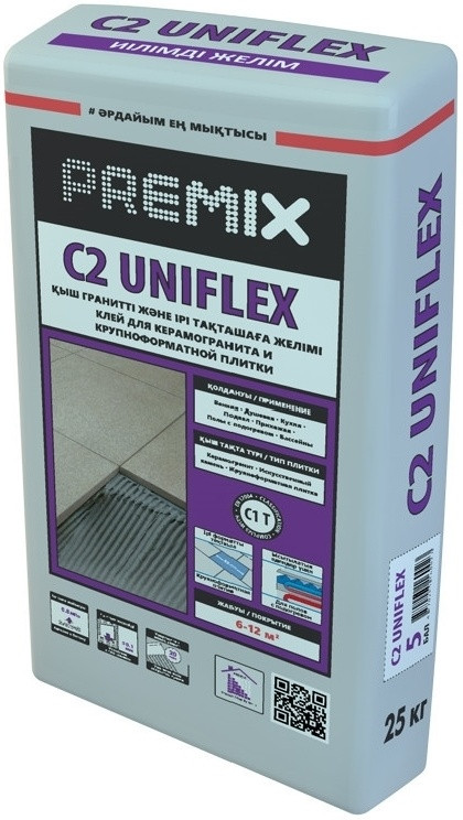 Клей усиленный Premix C2 Uniflex для кафельной плитки, 25 кг (Премикс Унифлекс С2) - фото 1 - id-p109811918