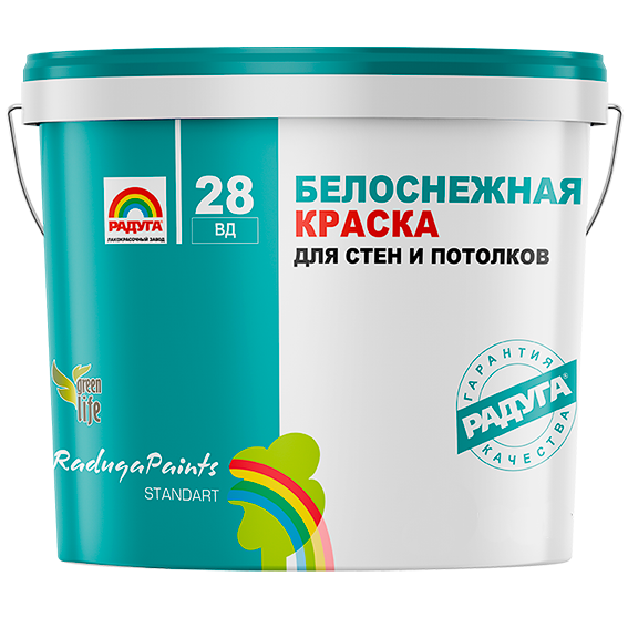 Краска для стен и потолков "Радуга-28" белоснежная акриловая 24 кг