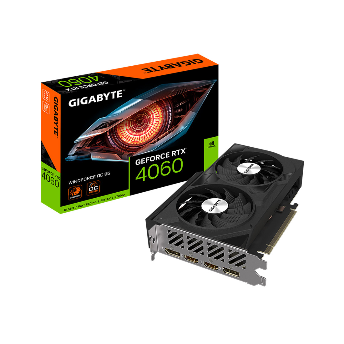 Видеокарта Gigabyte (GV-N4060WF2OC-8GD) RTX4060 WINDFORCE OC 8G - фото 1 - id-p109813891