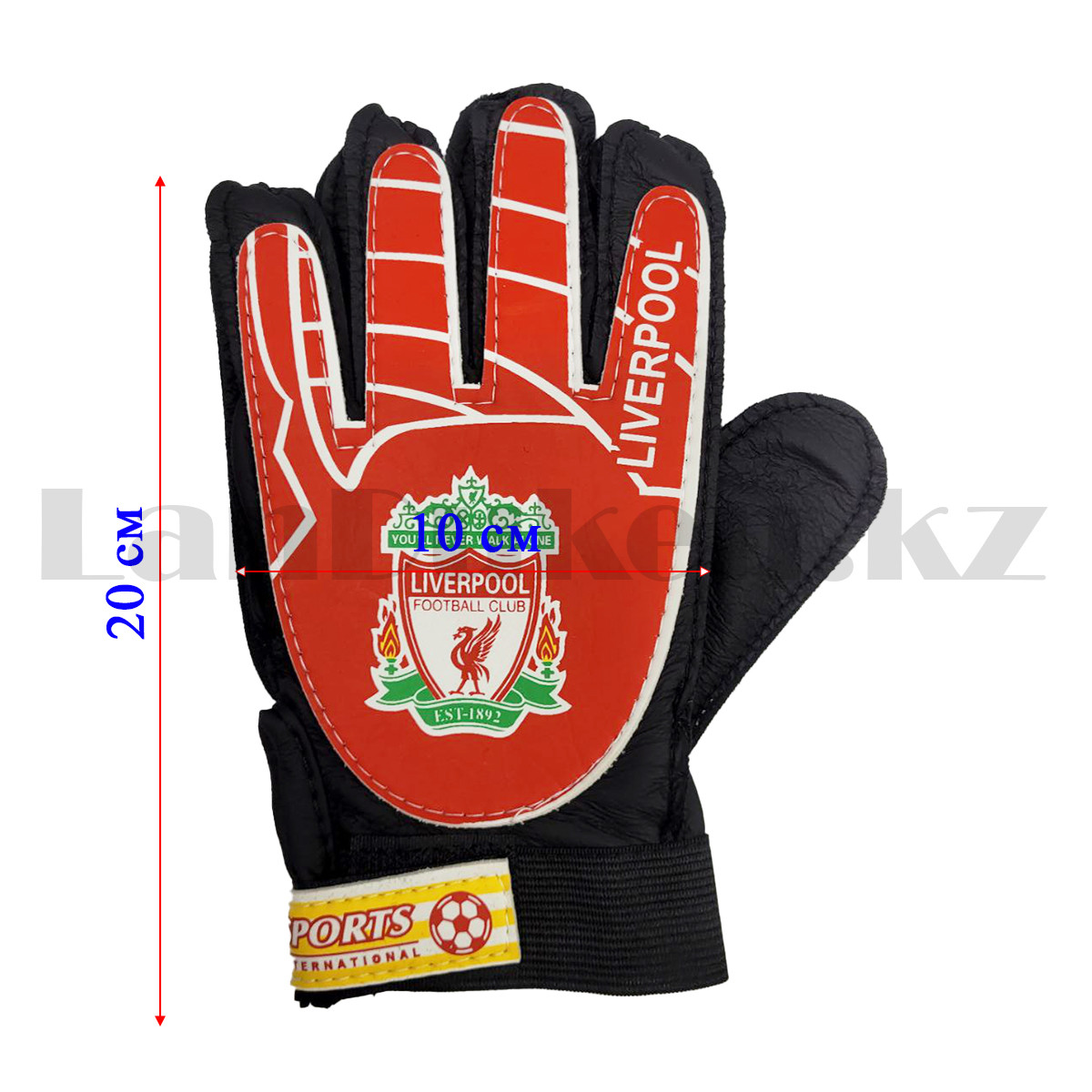 Перчатки вратарские футбольные Ливерпуль (размер 7-M) красные - фото 2 - id-p109816044