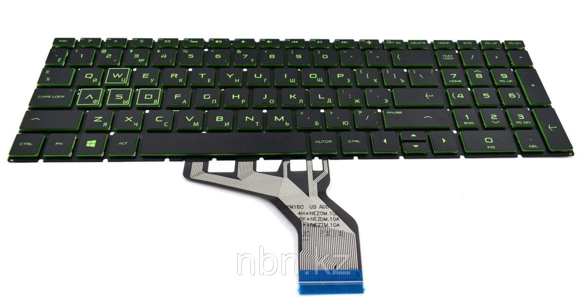 Клавиатура для ноутбука HP Pavilion Gaming 15-EC / 15-CR / 17-CA RU с подсветкой зеленая - фото 1 - id-p109816919
