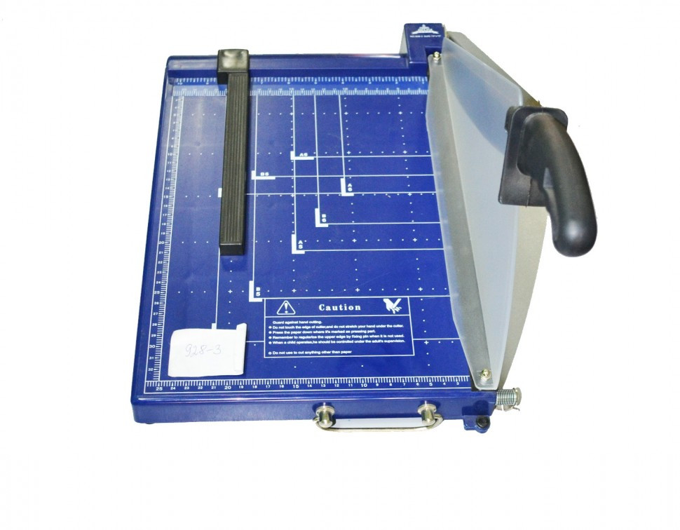 Резак для бумаги 928-3 А4 синий шторка-фиксатор пластик (8 box) - фото 1 - id-p109852247