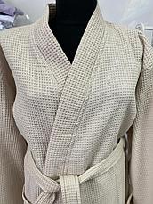 Халат вафельный бежевый, кимоно Турция, фото 3