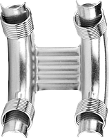 Фиксатор поворота сдвоенный 16-16 мм (50 мм) из оцинкованной стали, с кольцами