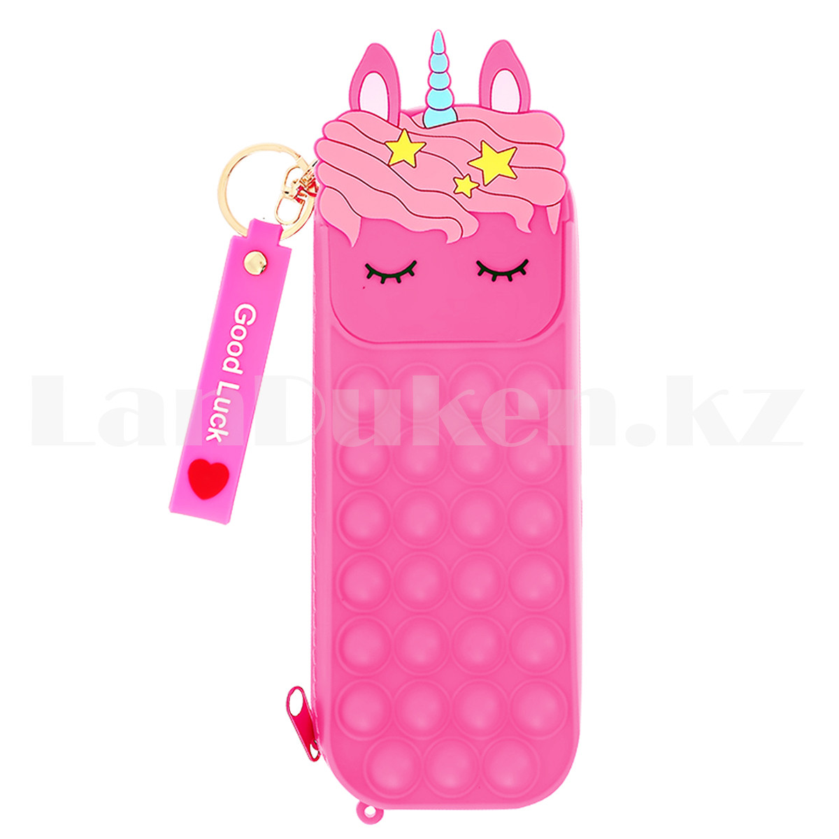 Школьный силиконовый пенал с единорогом поп-ит розовый