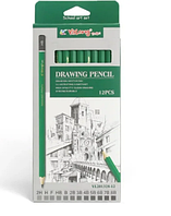 Набор простые карандаши по номерам Drawing Yalong 12 штук (2H,H,F,HB,B,2B,3B,4B,5B,6B,7B,8B) YL201328-12