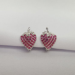 Серебряные детские серьги  Корунд рубиновый Aquamarine 42562В.5 серебро с родием коллекц. Happy