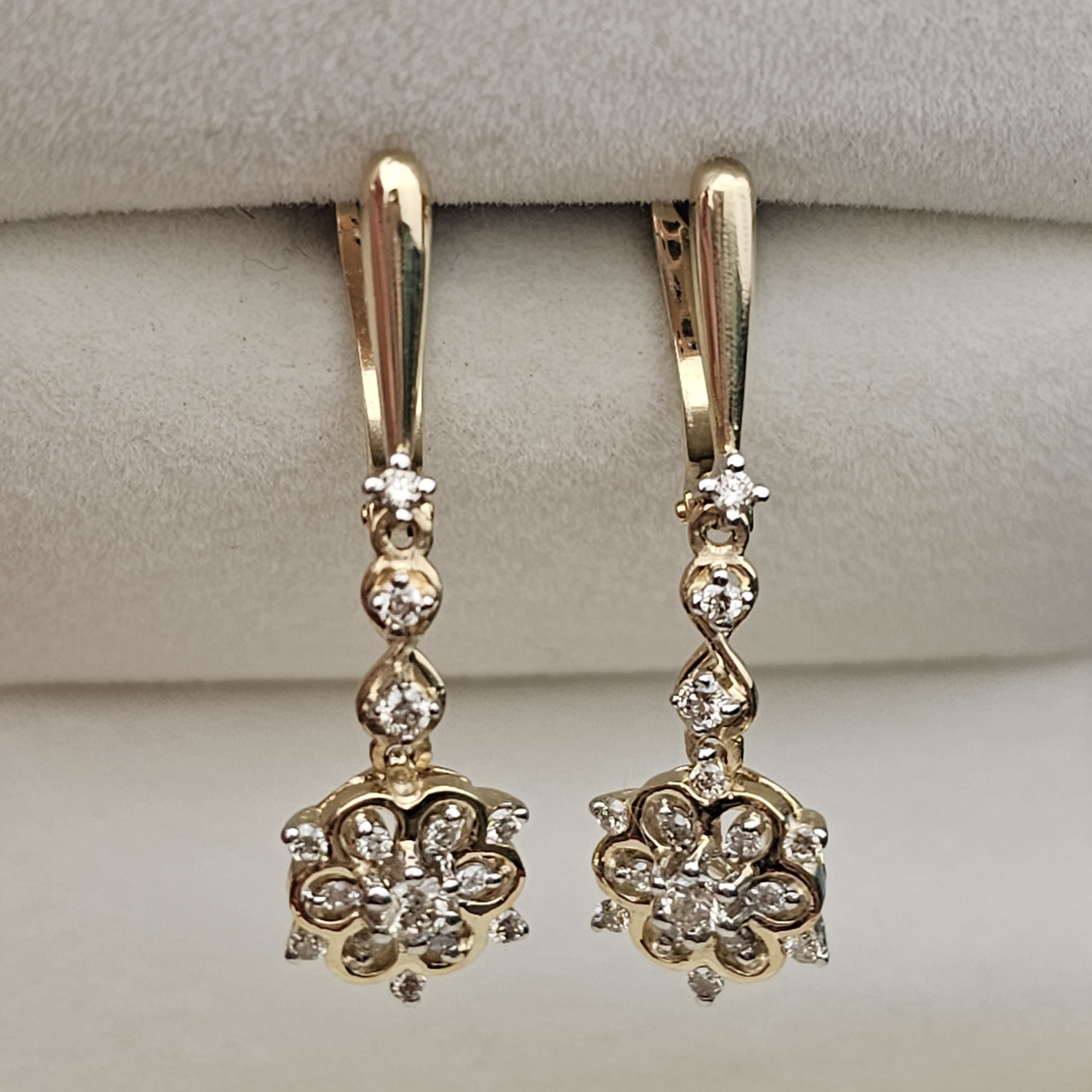 Золотые серьги с бриллиантами 0.41 Ct VS1/H, VG-Cut