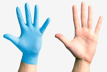 Нитровиниловые/виниловые перчатки синие размер XL