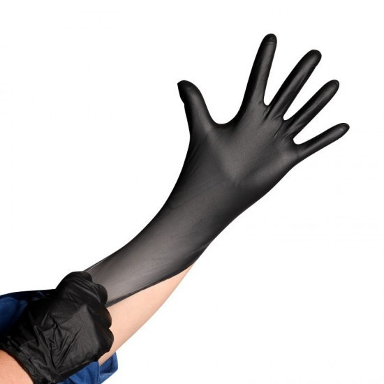 Нитровиниловые/виниловые перчатки черные размер XS