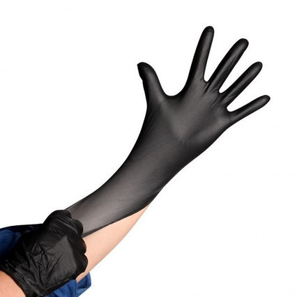 Нитровиниловые/виниловые перчатки черные размер S
