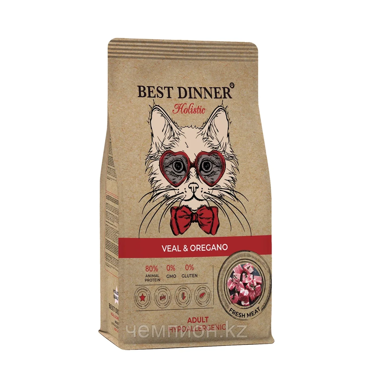 78104 Best Dinner Adult Cat Hypoallergenic Veal, корм для взрослых кошек телятина / орегено, уп.1,5кг