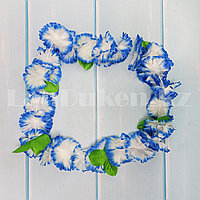 Гавайское ожерелье лея с листиками сине-белое
