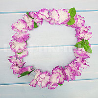 Гавайское ожерелье лея с листиками фиолетово-белое