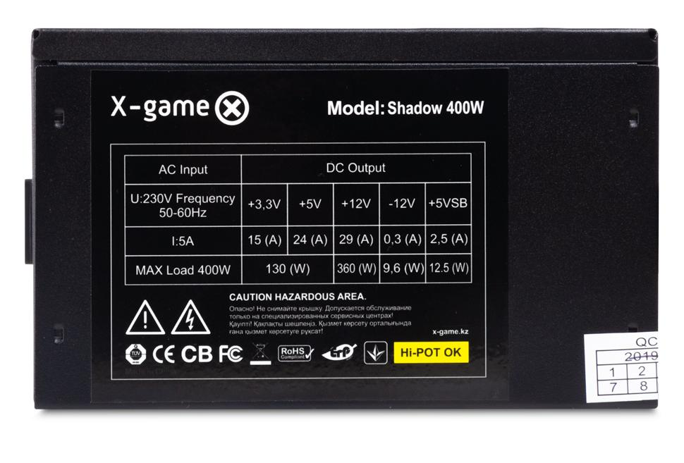 Блок питания X-Game, Shadow 400W, 400 Вт - фото 3 - id-p109956488