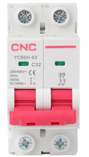 Автоматический выключатель YCB6H-63 2P 2A C 4.5 кА - фото 1 - id-p109956982