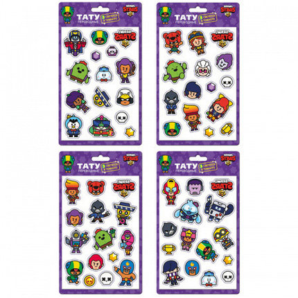 Тату Brawl Stars переводные, светятся в темноте, пакет, ассорти, фото 1