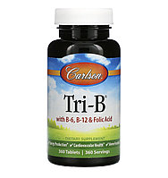 Carlson tri-b, комплекс с витамином В6, В12 и фолиевой кислотой, 360 твблеток