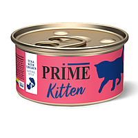 Быстрый просмотр PRIME KITTEN Консервированный корм для котят, тунец премиум с курицей в собственном соку, 85