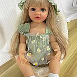 Кукла Реборн девочка зеленое платье с ромашками, фото 2