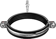 Хомут трубный ЗУБР "МАСТЕР" оцинкованный в комплекте с сантехнической шпилькой и дюбелем, 2 1/2", 1шт