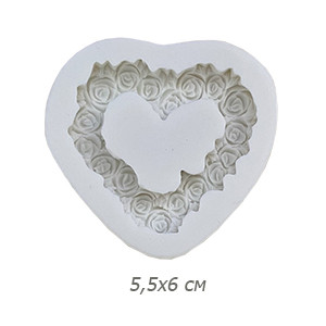 Молд силиконовый - сердце из роз, 5,5х6 см. - фото 1 - id-p107265167