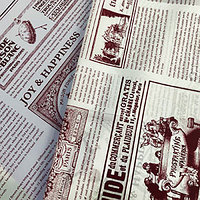 Бумага упаковочная полупрозрачная, Газета, красная, 60 х 60 см.