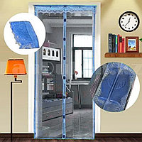 Магнитная противомоскитная сетка для дверей с кружевом 100 * 210 см (голубая)