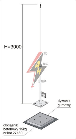Вольностоящая мачта (горячего оцинкования)    H=3000 mm, составная, утяжитель 27130, (Ø 0,50 m) – 4,0 кг / 19,0 кг    , фото 2
