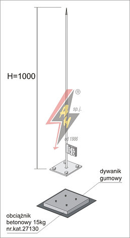 Вольностоящая мачта горячего цинкования на одинарном утяжелителе H=1000 mm,, фото 2
