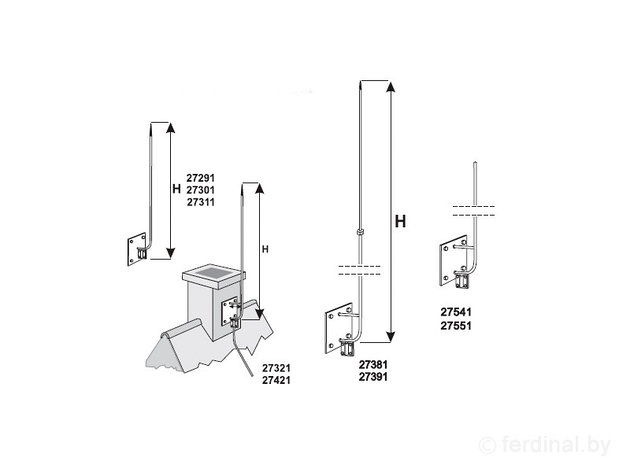 Молниеприемник на стену  (горячего оцинкования)    H=1400 mm, фото 2