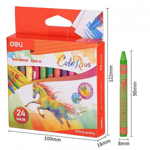 Мелки восковые Deli "ColoRun", пастельные, 24 цвета, картон, фото 3