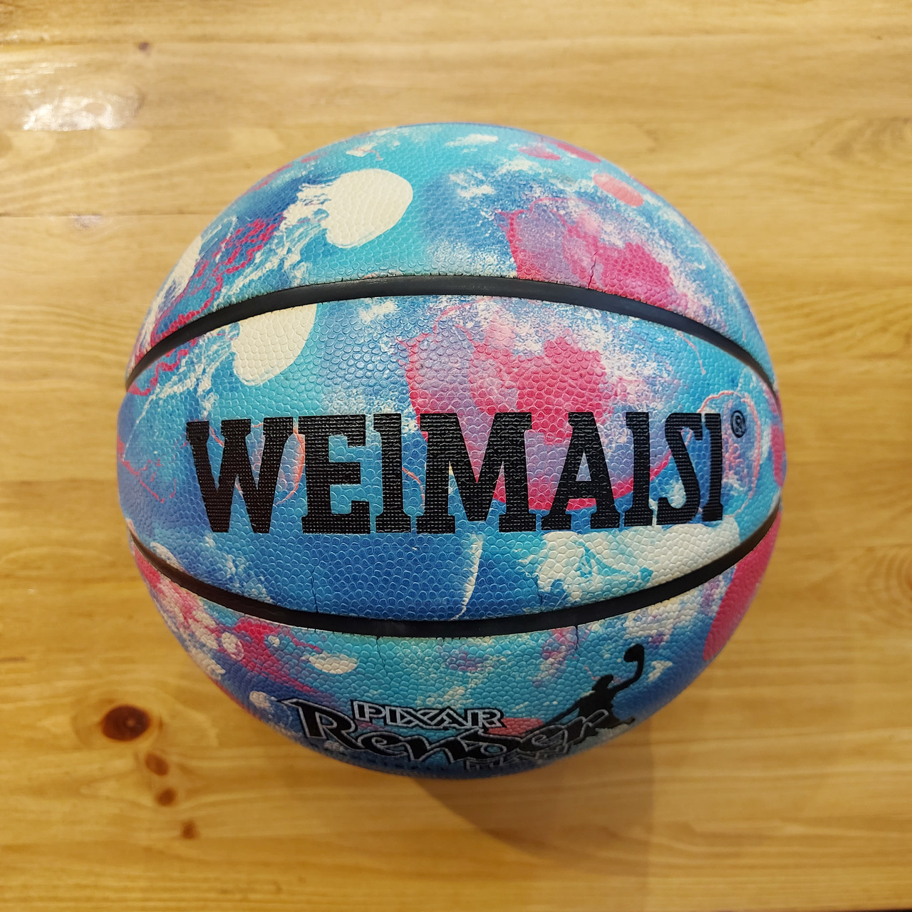 Светящийся в темноте Баскетбольный мяч "WEIMAISI". Размер 7. Для зала и улицы. Голубой.